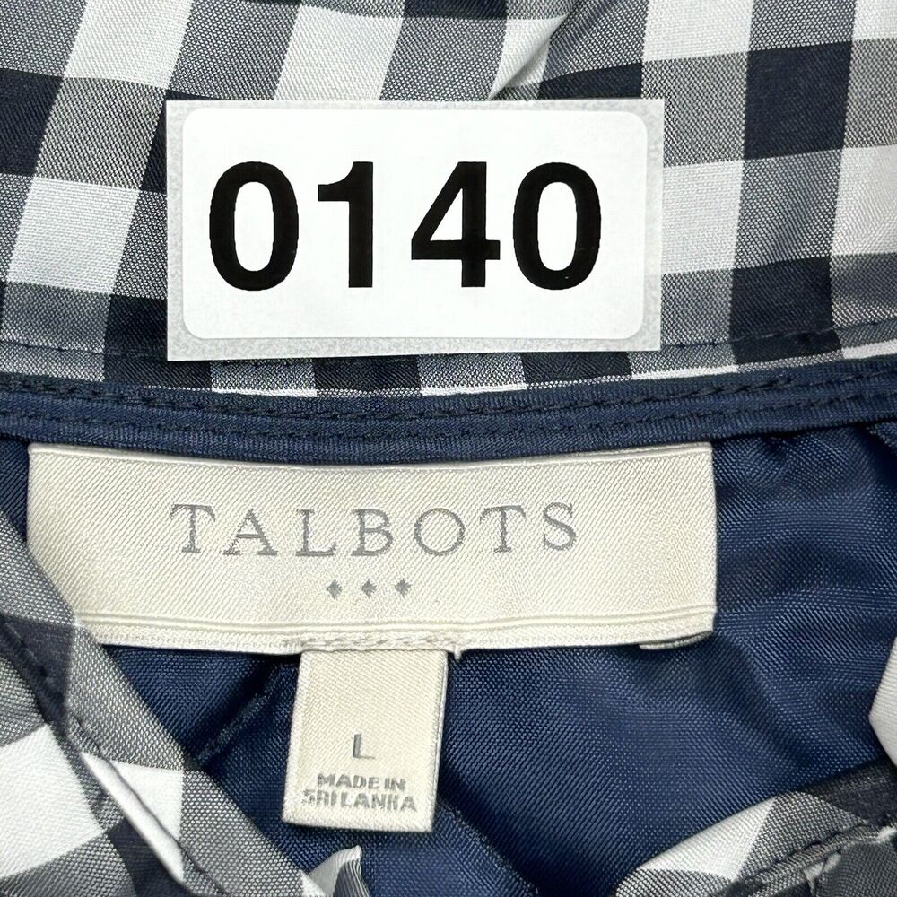 Talbots Vest Women’s L Black White Gingham Plaid Quilted Puffer Western Preppy - Picture 12 of 12